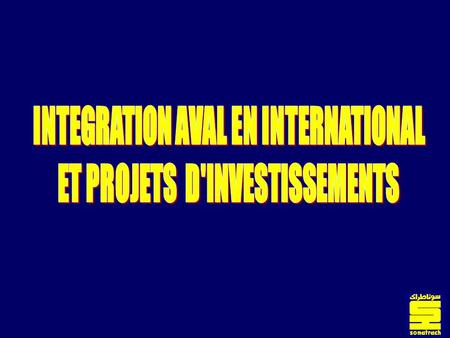 INTEGRATION AVAL EN INTERNATIONAL ET PROJETS D'INVESTISSEMENTS