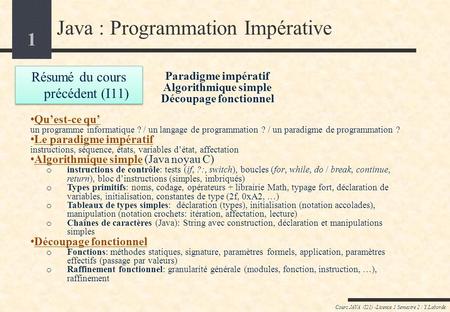 Java : Programmation Impérative