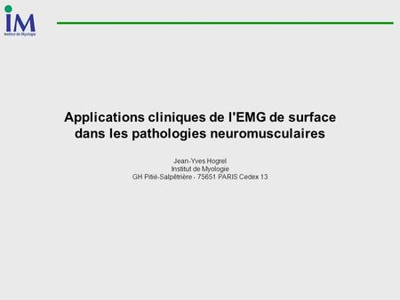 Applications cliniques de l'EMG de surface