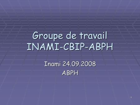 Groupe de travail INAMI-CBIP-ABPH