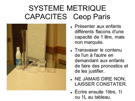 SYSTEME METRIQUE CAPACITES Ceop Paris