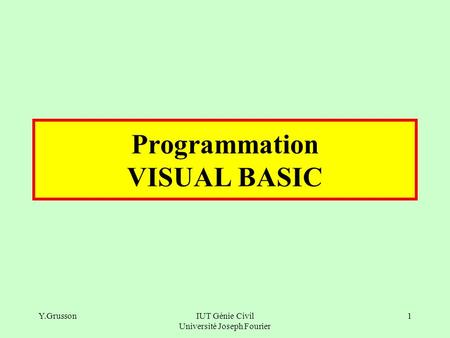 Programmation VISUAL BASIC