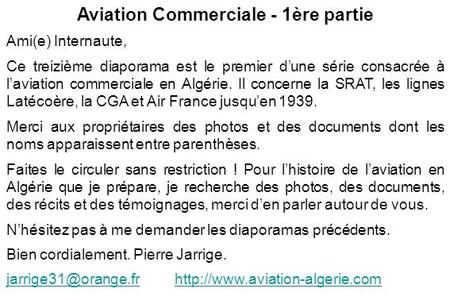 Aviation Commerciale - 1ère partie