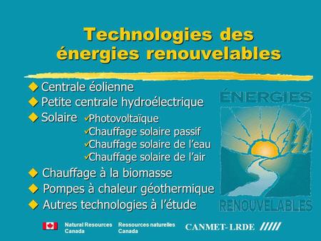 Technologies des énergies renouvelables