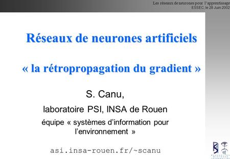 Réseaux de neurones artificiels « la rétropropagation du gradient »