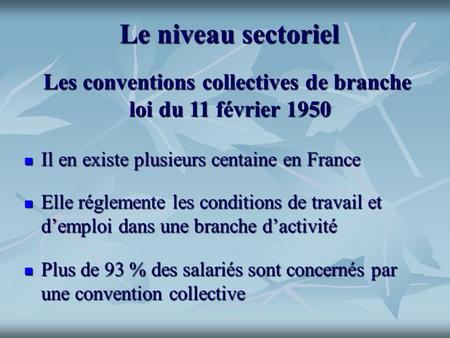 Les conventions collectives de branche loi du 11 février 1950