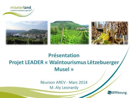 Présentation Projet LEADER « Waïntourismus Lëtzebuerger Musel » Réunion AREV - Mars 2014 M. Aly Leonardy.