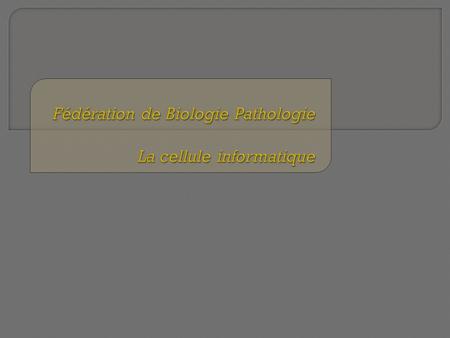 Fédération de Biologie Pathologie La cellule informatique