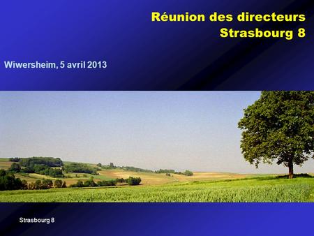 Strasbourg 8 Réunion des directeurs Strasbourg 8 Wiwersheim, 5 avril 2013.