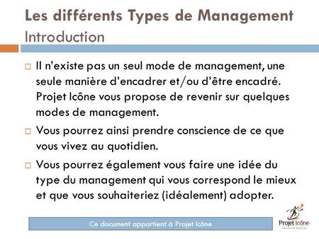Les différents Types de Management Introduction