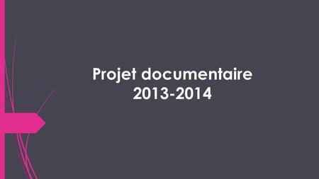 Projet documentaire 2013-2014.