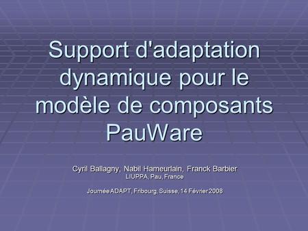 Support d'adaptation dynamique pour le modèle de composants PauWare