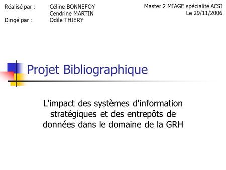 Projet Bibliographique