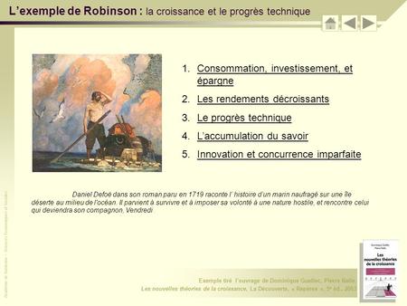 L’exemple de Robinson : la croissance et le progrès technique