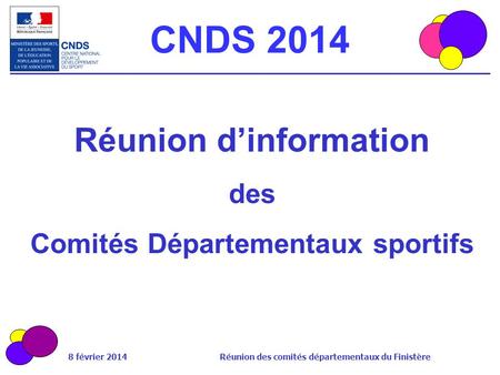 Réunion d’information Comités Départementaux sportifs