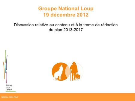 Groupe National Loup 19 décembre 2012 Discussion relative au contenu et à la trame de rédaction du plan 2013-2017 MEDDTL – DEB – PEM2.