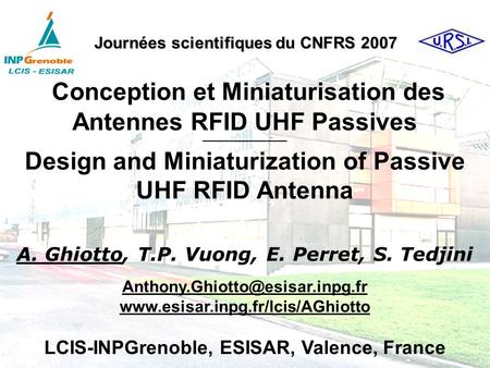 Conception et Miniaturisation des Antennes RFID UHF Passives