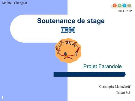 1 Soutenance de stage Projet Farandole Christophe Matiachoff Touati Sid Mathieu Changeat 2004 - 2005.
