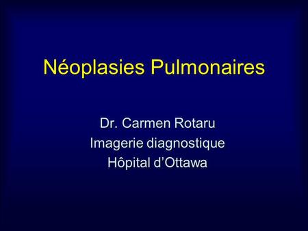 Néoplasies Pulmonaires