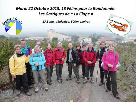 Mardi 22 Octobre 2013, 13 Félins pour la Randonnée: Les Garrigues de « La Clape » 17.5 Km, dénivelée: 500m environ.