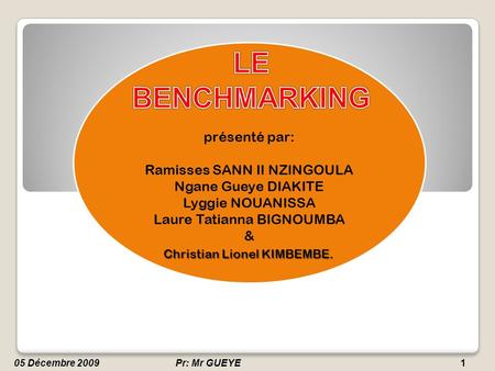 LE BENCHMARKING présenté par: Ramisses SANN II NZINGOULA