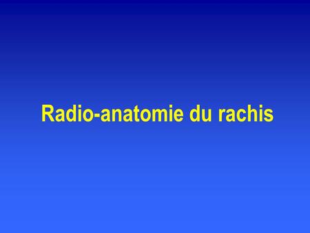 Radio-anatomie du rachis