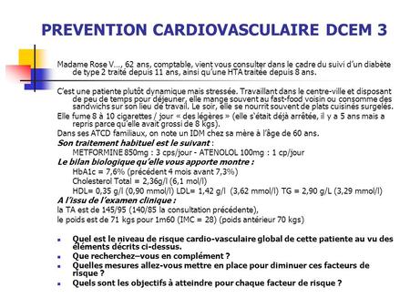 PREVENTION CARDIOVASCULAIRE DCEM 3