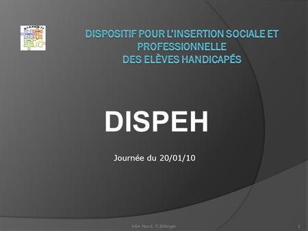 Dispositif pour l’Insertion Sociale et Professionnelle des Elèves Handicapés DISPEH Journée du 20/01/10 ASH Nord. F.Ehlinger.