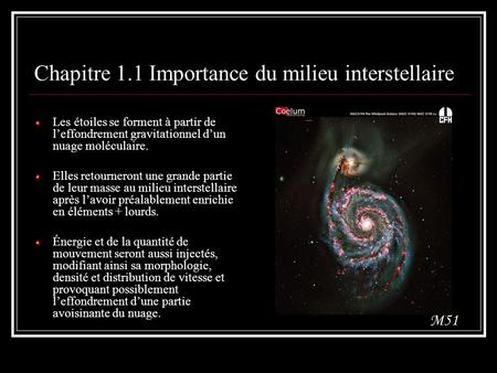 Chapitre 1.1 Importance du milieu interstellaire