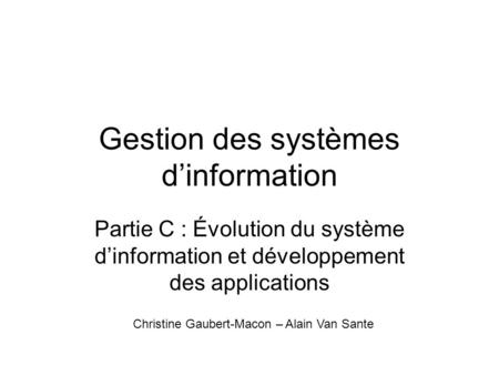 Gestion des systèmes d’information
