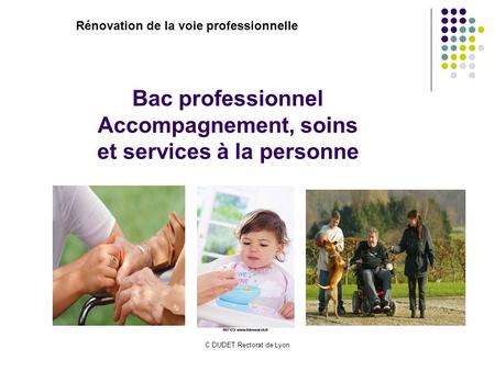 C DUDET Rectorat de Lyon Bac professionnel Accompagnement, soins et services à la personne Rénovation de la voie professionnelle.