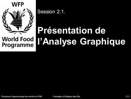 Présentation de lAnalyse Graphique Session 2.1. Programme d'apprentissage des marchés du PAM2.1.1 Formation à l'Analyse des Prix.