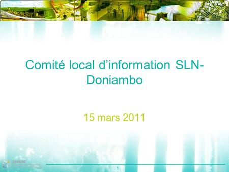 1 Comité local dinformation SLN- Doniambo 15 mars 2011.