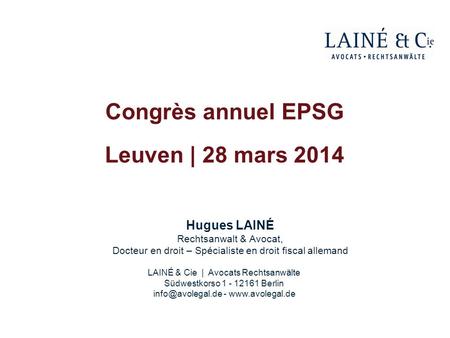 Congrès annuel EPSG Leuven | 28 mars 2014