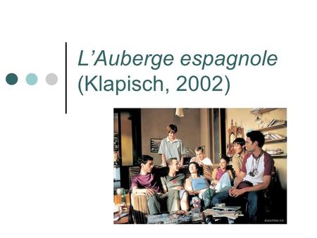 LAuberge espagnole (Klapisch, 2002). Le réalisateur: Cédric Klapisch Sp é cialiste dans la comédie de moeurs: Premier long métrage en 1992: Riens du tout.