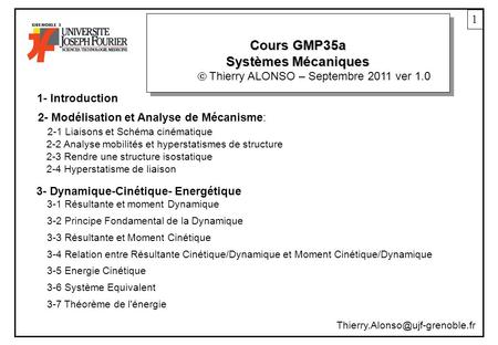Cours GMP35a Systèmes Mécaniques