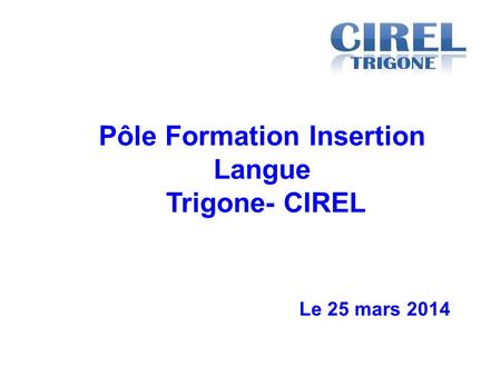 Le 25 mars 2014 Pôle Formation Insertion Langue Trigone- CIREL.