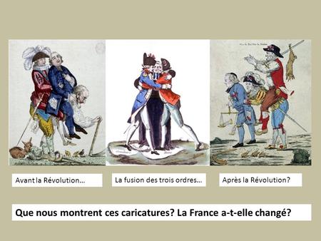 Que nous montrent ces caricatures? La France a-t-elle changé?