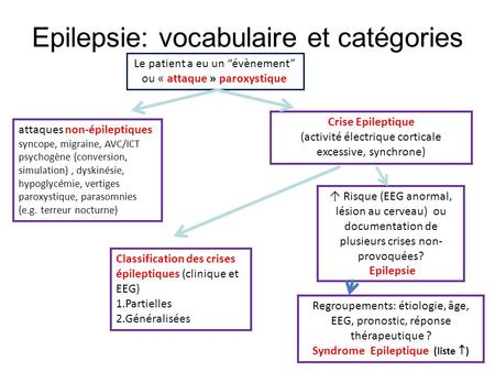 Epilepsie: vocabulaire et catégories
