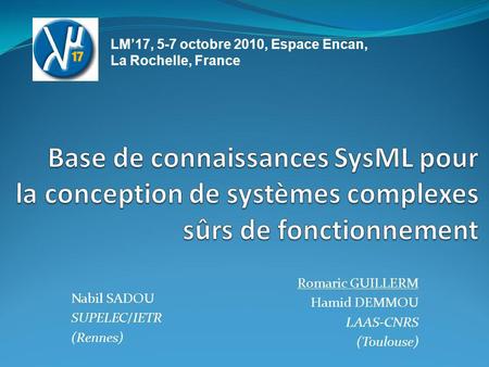 Romaric GUILLERM Hamid DEMMOU LAAS-CNRS (Toulouse)