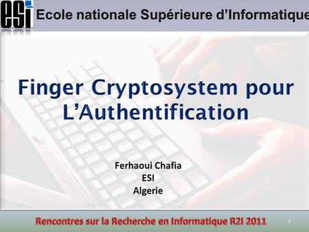 Finger Cryptosystem pour L’Authentification