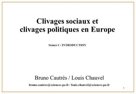 Clivages sociaux et clivages politiques en Europe