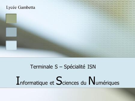 Terminale S – Spécialité ISN