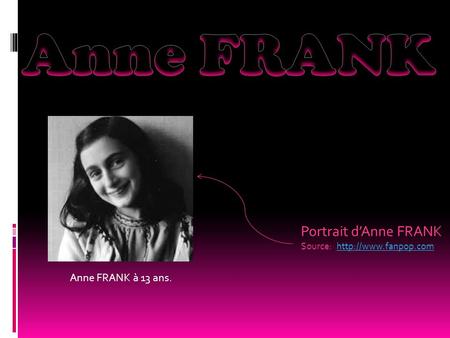 Portrait d’Anne FRANK Source: