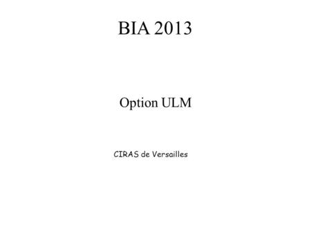 BIA 2013 Option ULM CIRAS de Versailles.