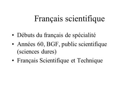 Français scientifique