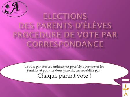 Elections des parents d'élèves Procédure de vote par correspondance