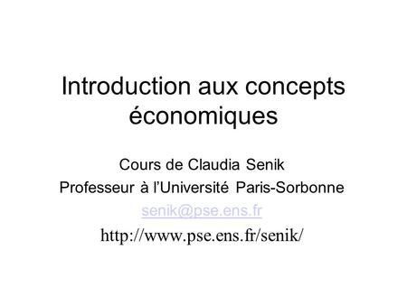 Introduction aux concepts économiques