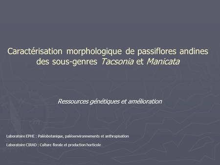 Ressources génétiques et amélioration