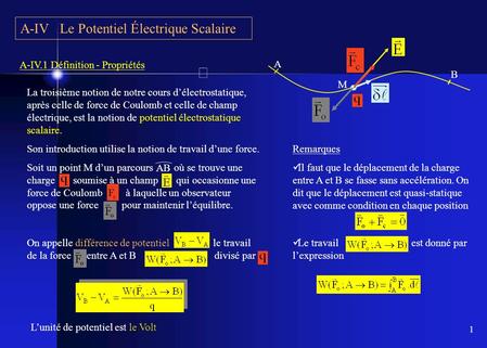 A-IV Le Potentiel Électrique Scalaire